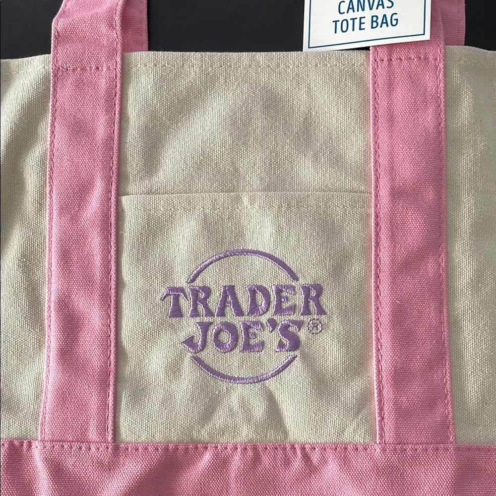 Trader Joe’s Mini Pastel Canvas Tote Bag - Pink - Picture 2 of 3